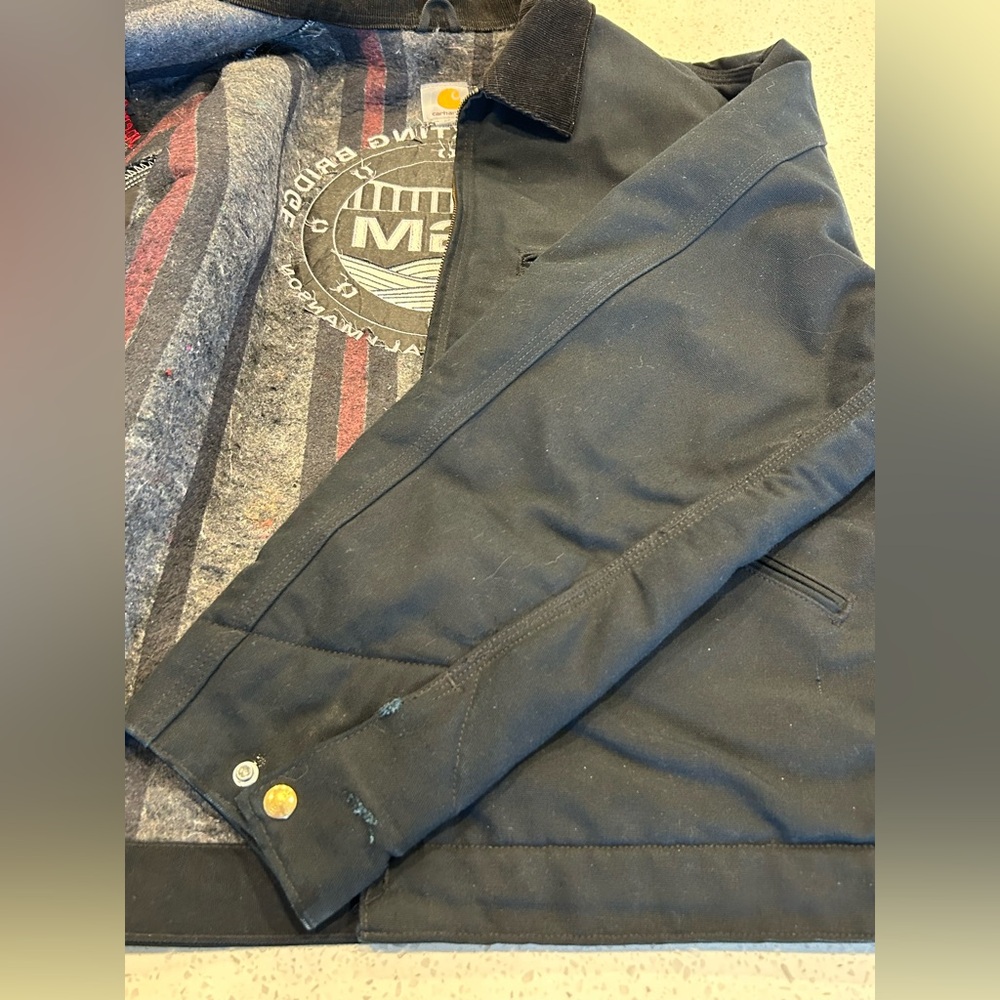 MENS CARHARTT BLANKET LINED J001 BLACK DETROIT JACKET COAT SZ XL REG RN #14806 - Picture 6 of 15
